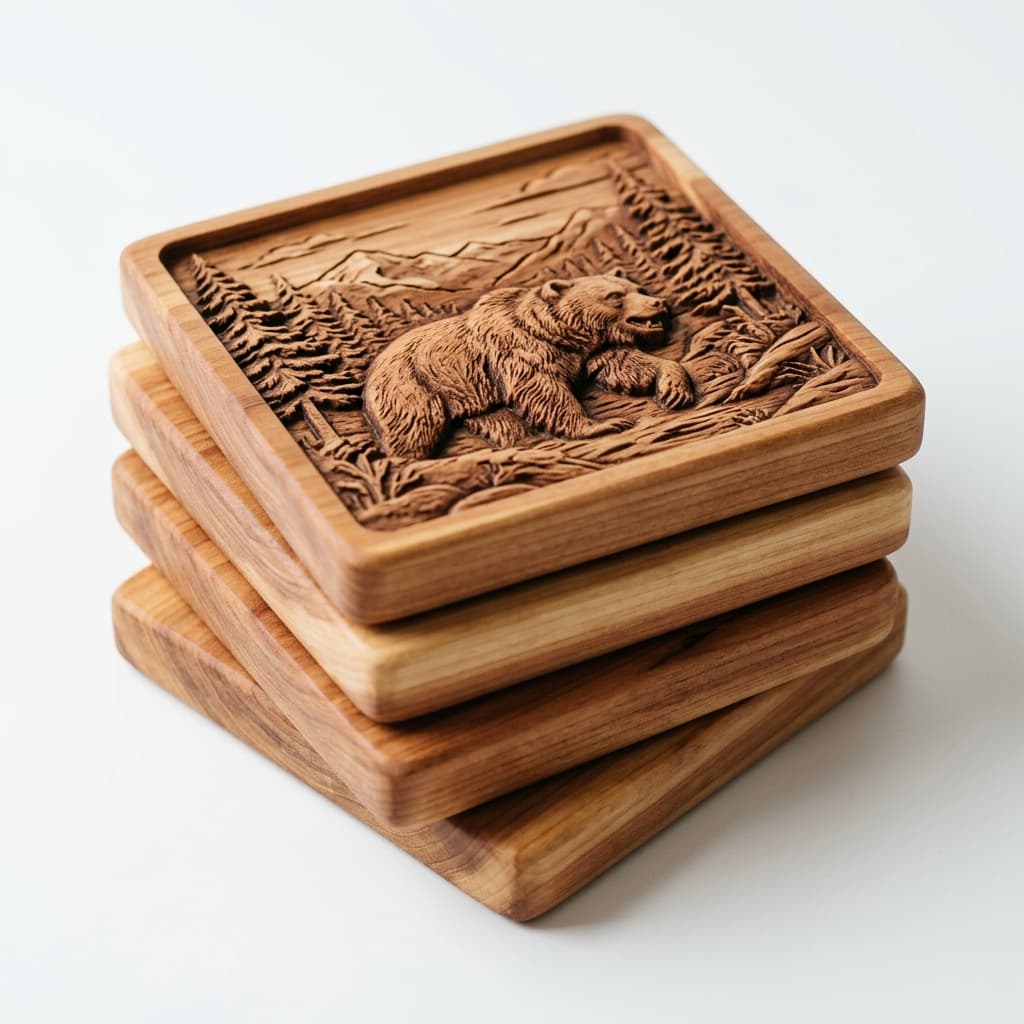 Premium Cedar Coasters (Set of 6)